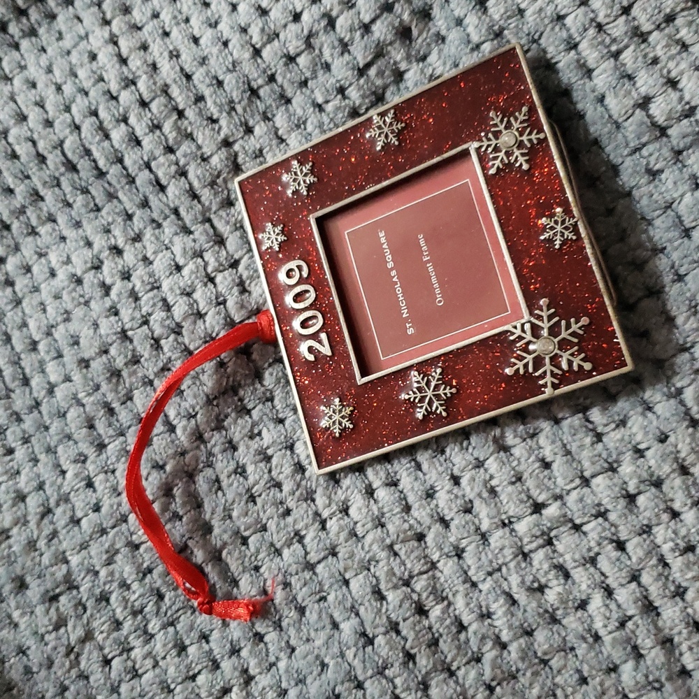 St. Nicholas Square Glittery Red Snowflake Frame